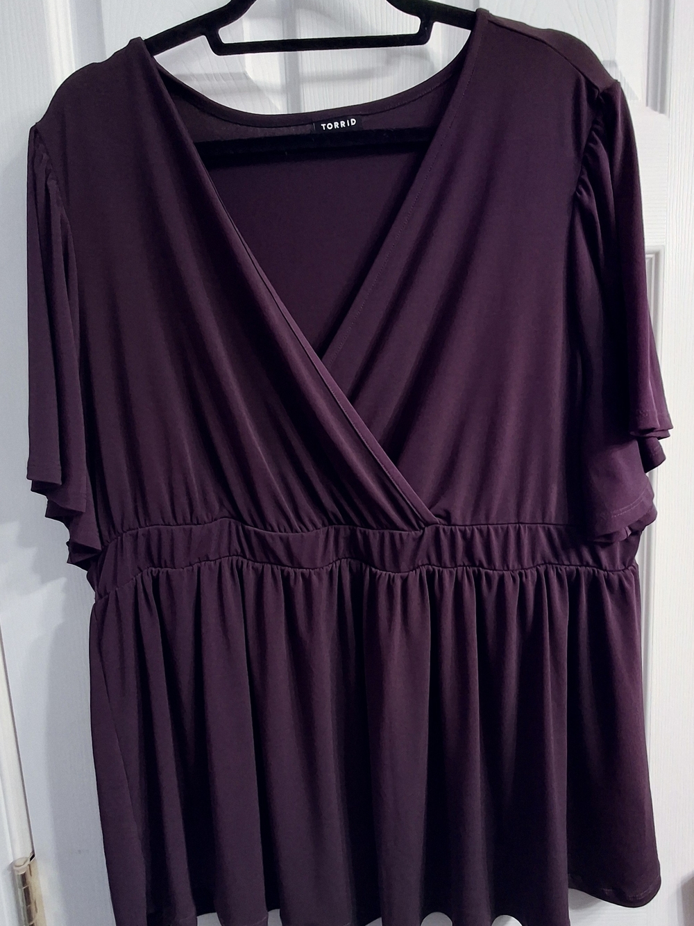 torrid Plum Surplice Peplum Tunic Top